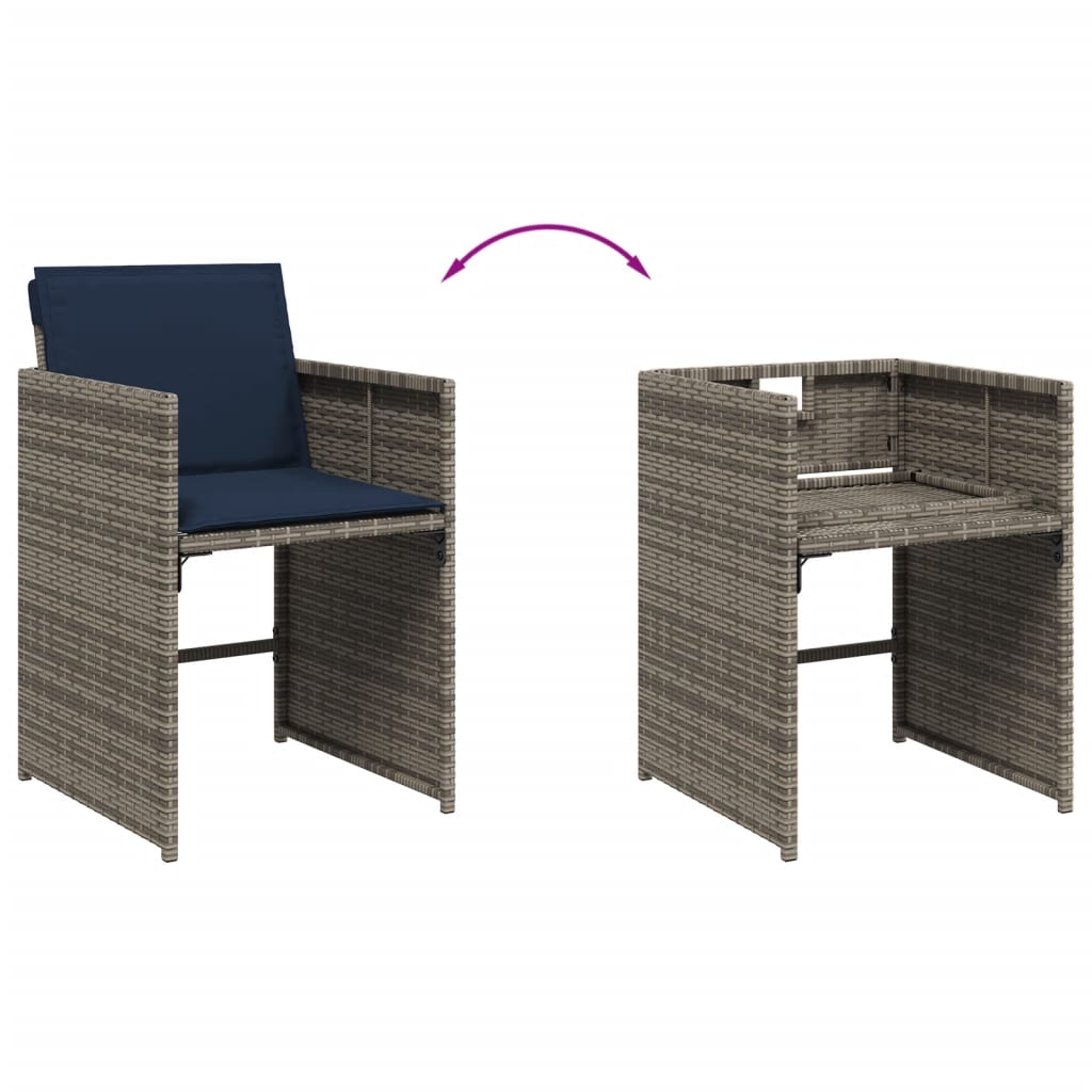 Gartenstühle mit Kissen 4 Stk. Grau Poly Rattan