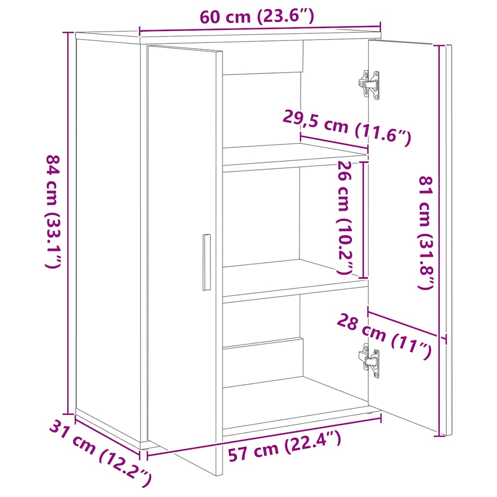 Sideboards 2 Stk. Betongrau 60x31x84 cm Holzwerkstoff