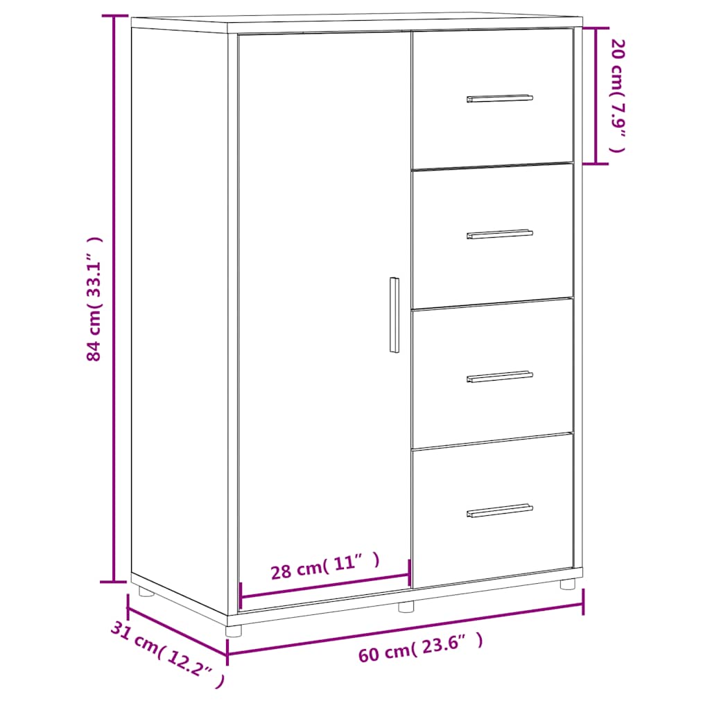 Sideboards 2 Stk. Grau Sonoma 60x31x84 cm Holzwerkstoff