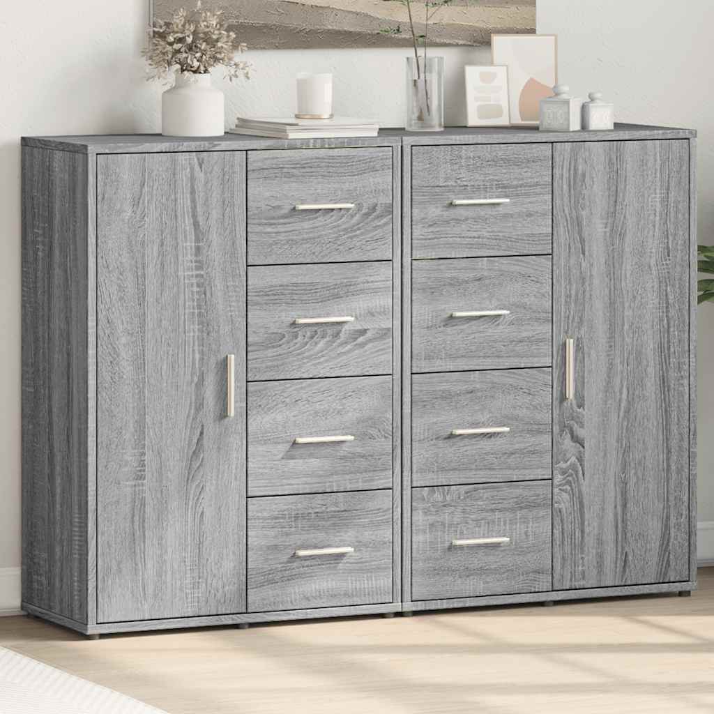 Sideboards 2 Stk. Grau Sonoma 60x31x84 cm Holzwerkstoff