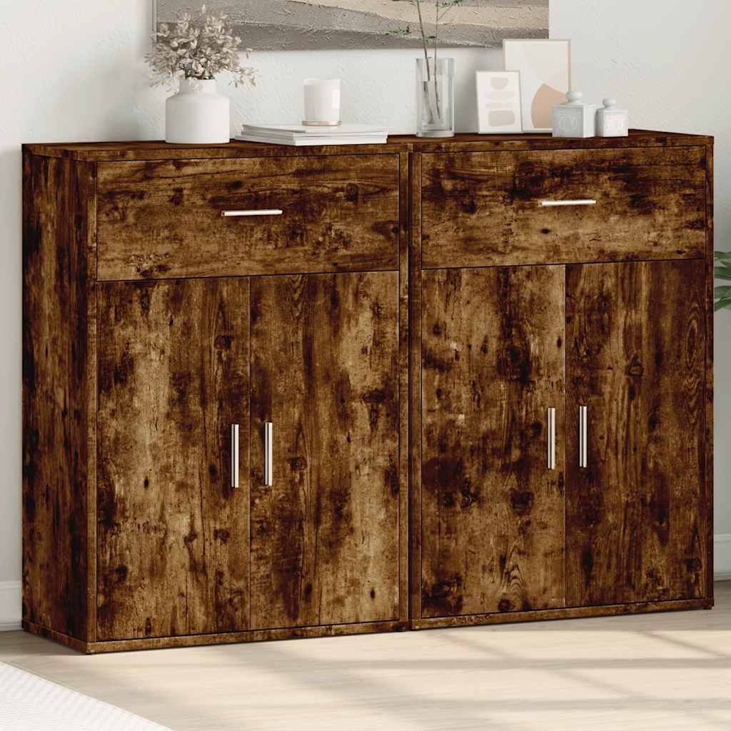 Sideboards 2 Stk. Räuchereiche 60x30x84 cm Holzwerkstoff