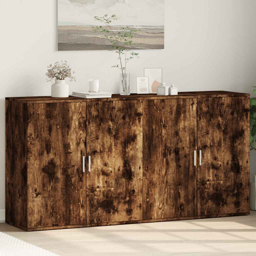Sideboards 2 Stk. Räuchereiche 79x38x80 cm Holzwerkstoff