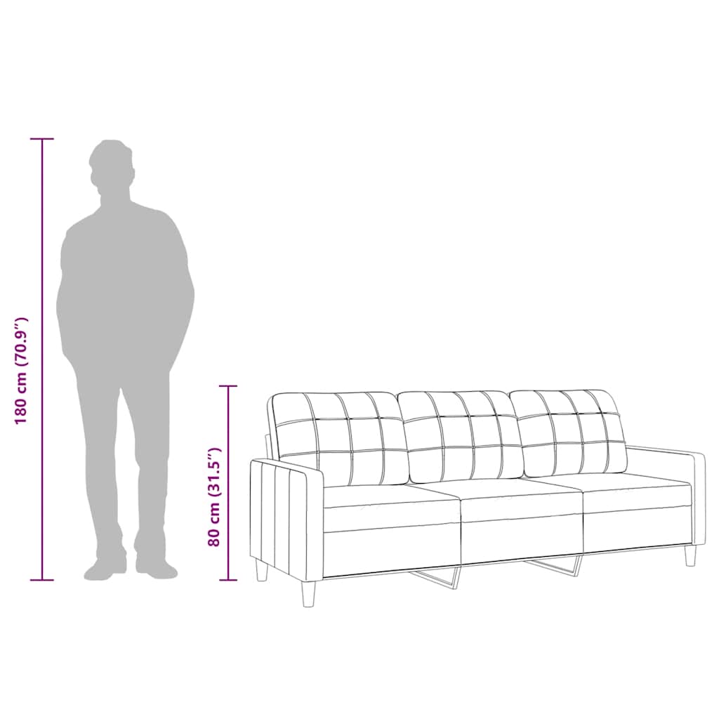 3-Sitzer-Sofa Hellgrau 210 cm Stoff