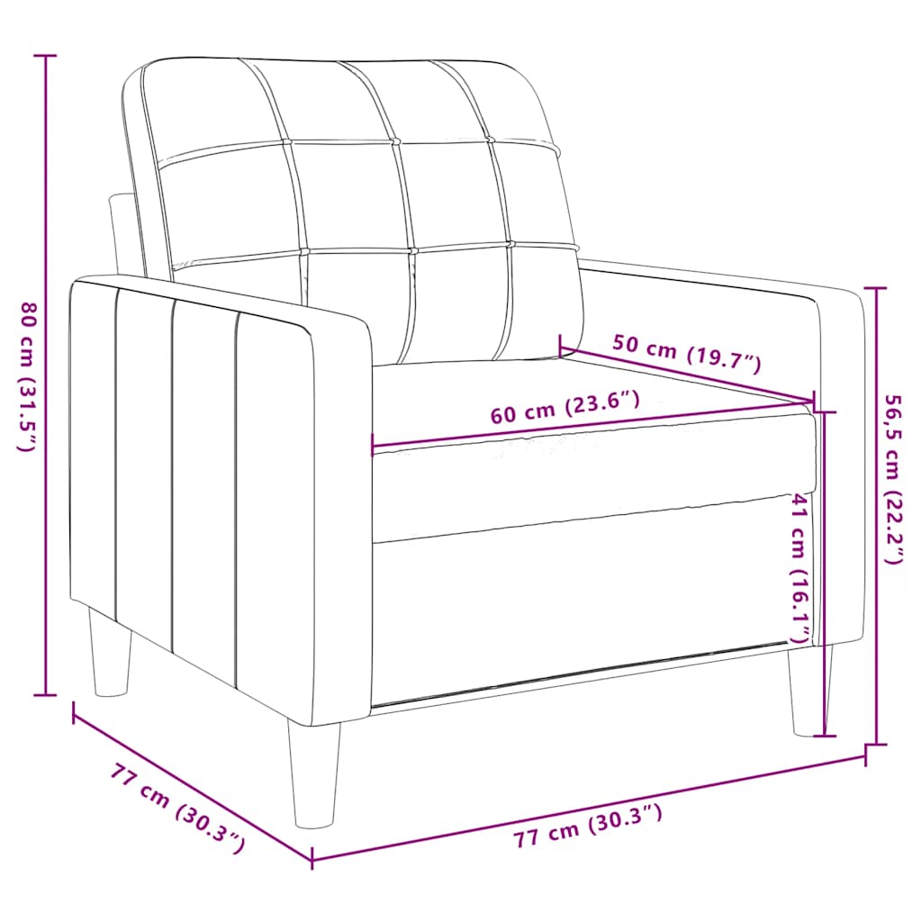 Sessel Blau 60 cm Samt