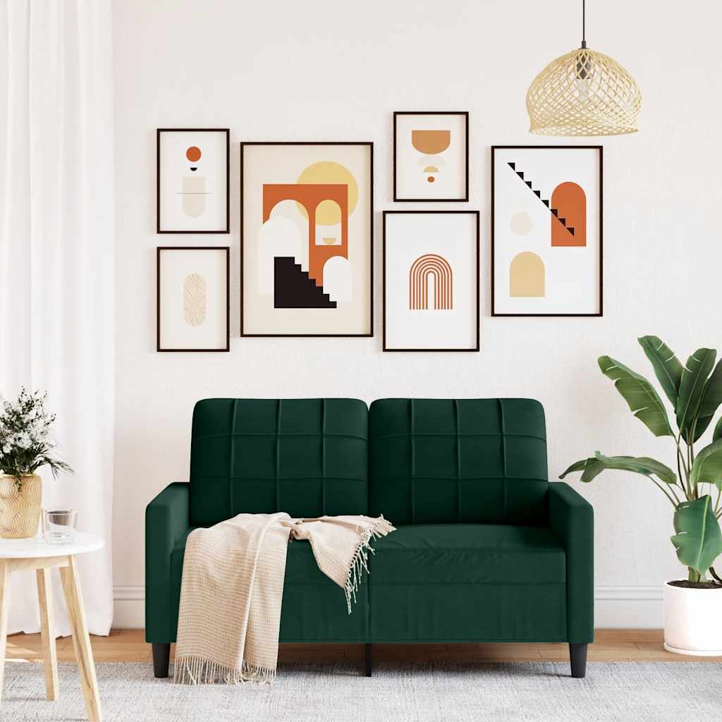2-Sitzer-Sofa Dunkelgrün 120 cm Samt