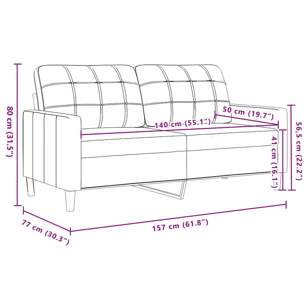2-Sitzer-Sofa Weinrot 140 cm Samt