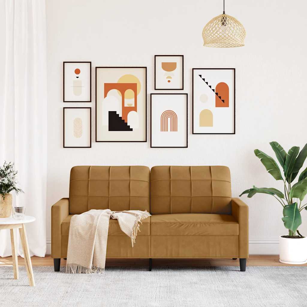 2-Sitzer-Sofa Braun 140 cm Samt