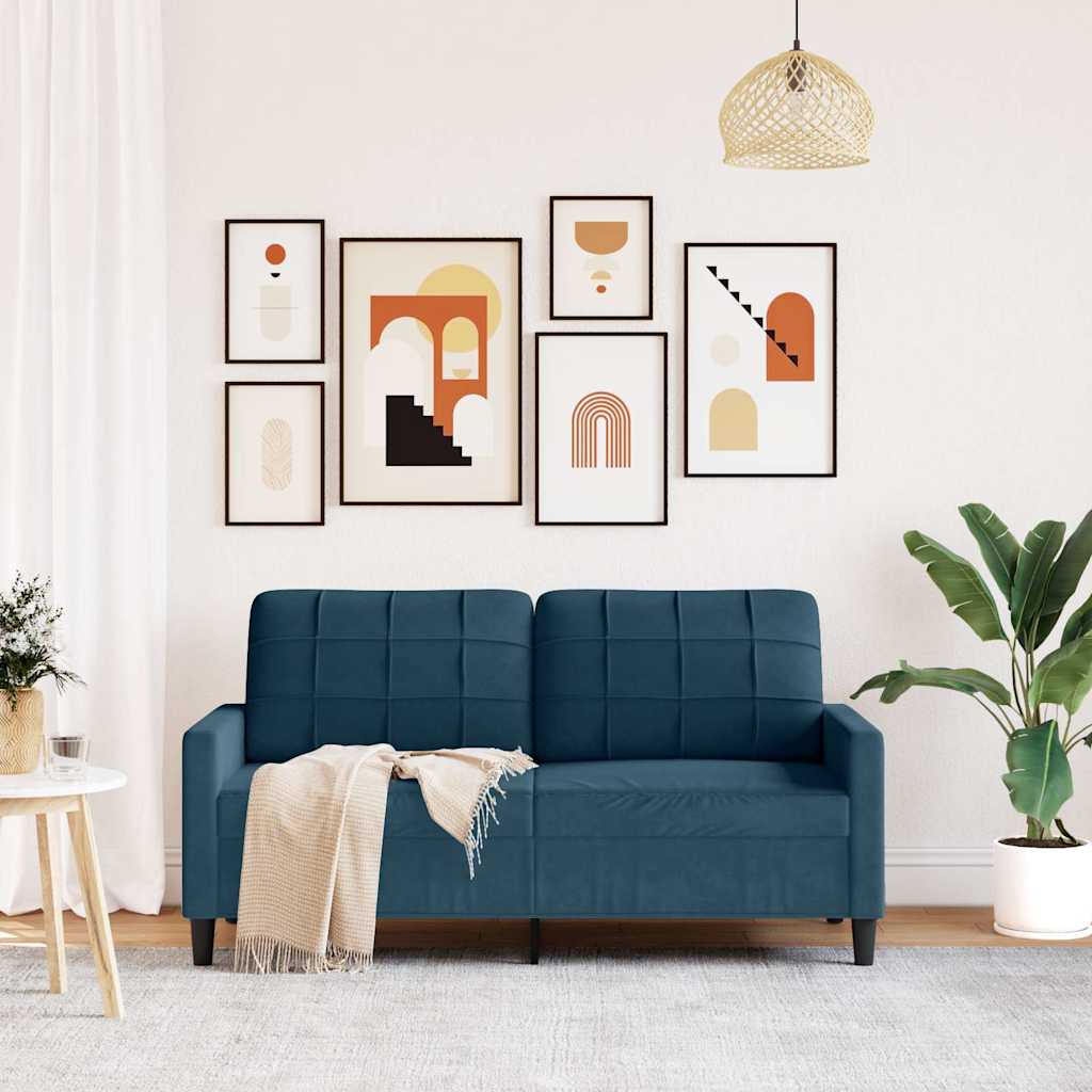 2-Sitzer-Sofa Blau 140 cm Samt