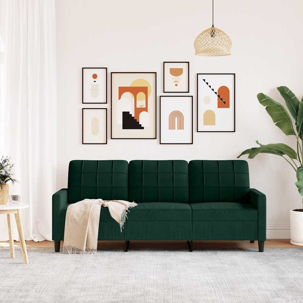 3-Sitzer-Sofa Dunkelgrün 180 cm Samt