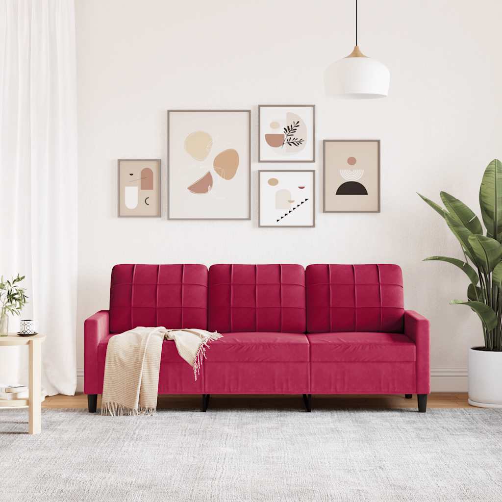 3-Sitzer-Sofa Weinrot 180 cm Samt