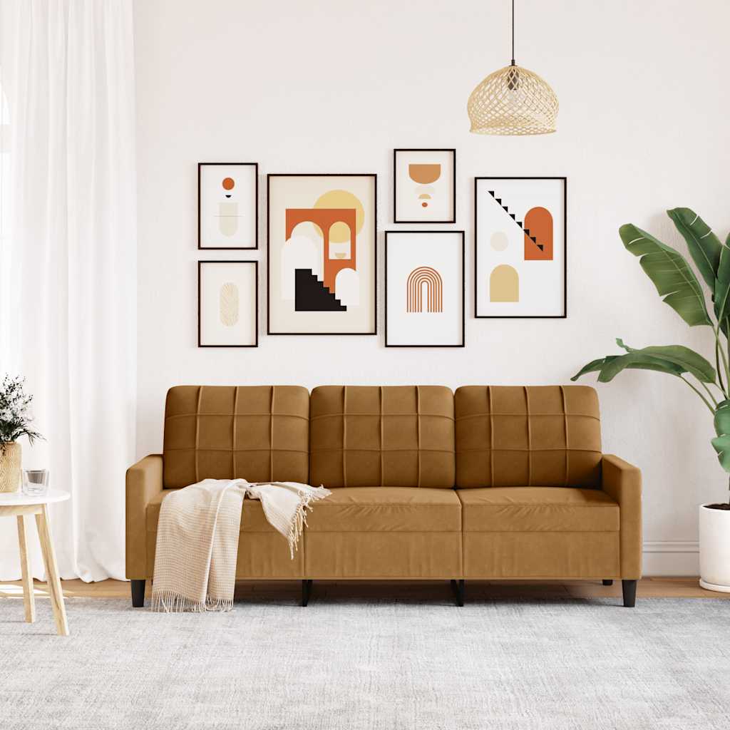 3-Sitzer-Sofa Braun 180 cm Samt