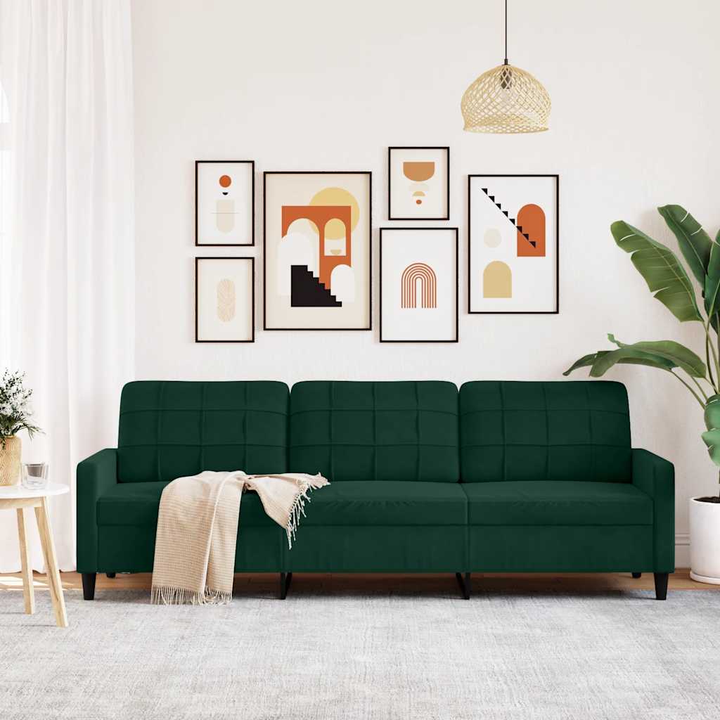 3-Sitzer-Sofa Dunkelgrün 210 cm Samt