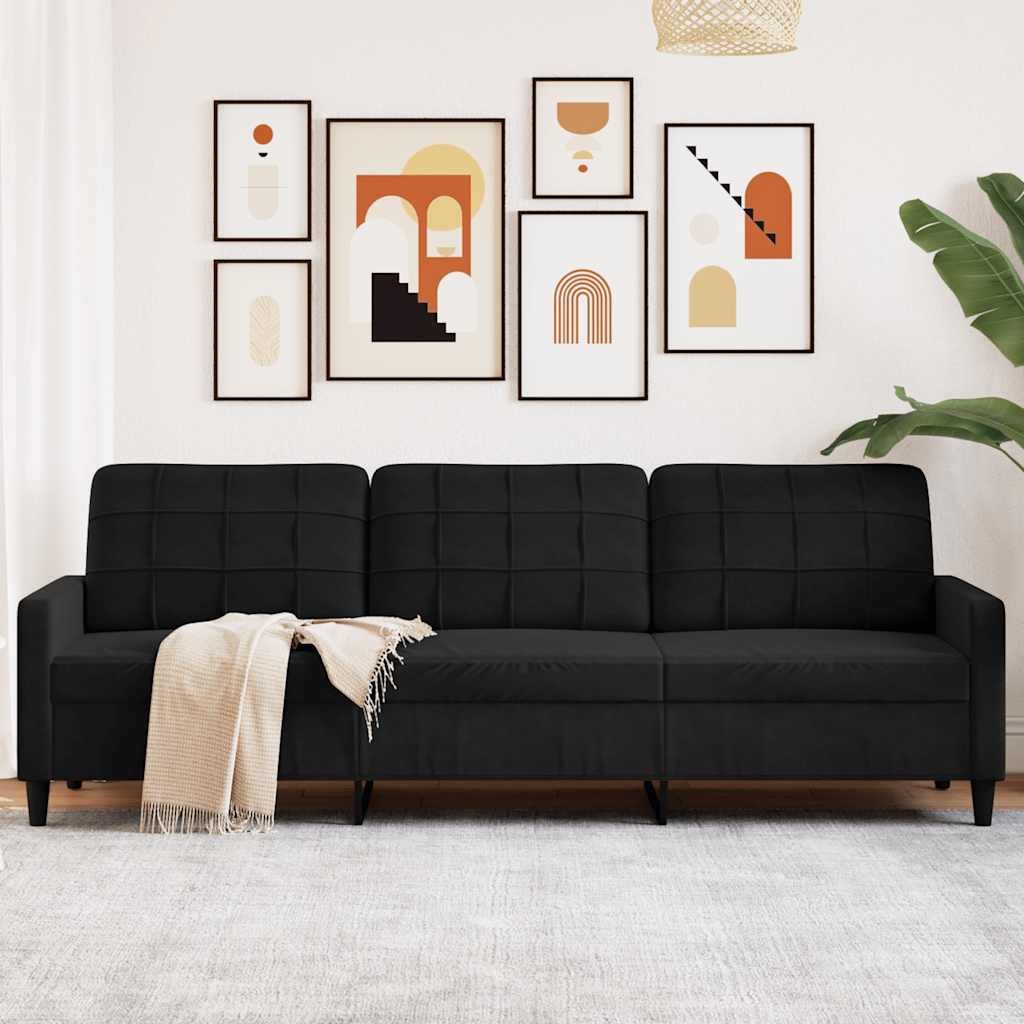 3-Sitzer-Sofa Schwarz 210 cm Samt