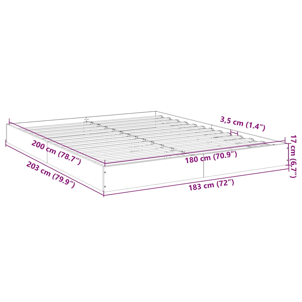 Bettgestell ohne Matratze Sonoma-Eiche 180x200 cm Holzwerkstoff