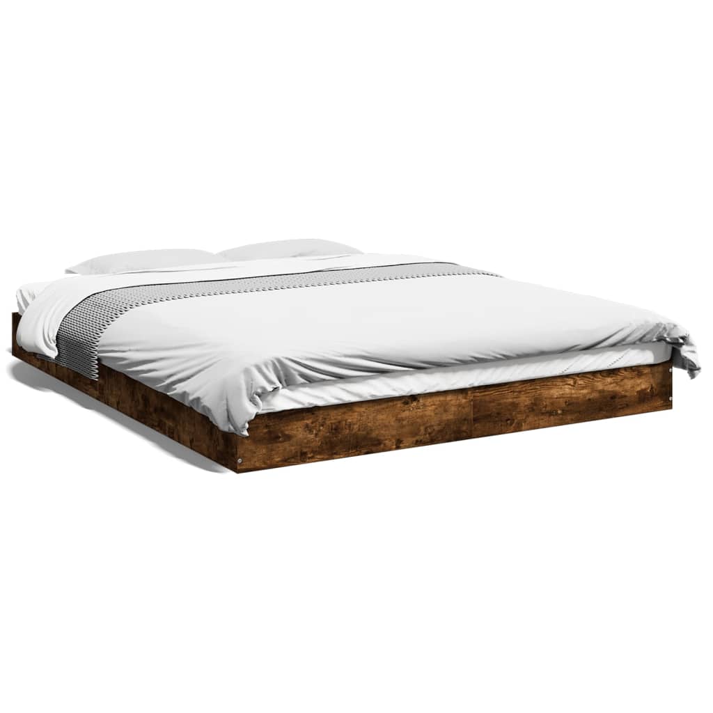 Bettgestell ohne Matratze Räuchereiche 160x200 cm Holzwerkstoff