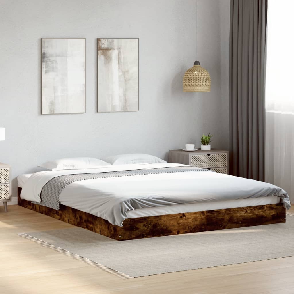 Bettgestell ohne Matratze Räuchereiche 160x200 cm Holzwerkstoff