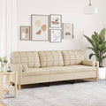 Sofa 3-Sitzer mit Zierkissen Creme 210 cm Stoff