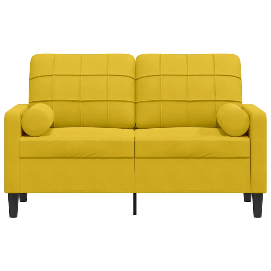 2-Sitzer-Sofa mit Zierkissen Gelb 120 cm Samt