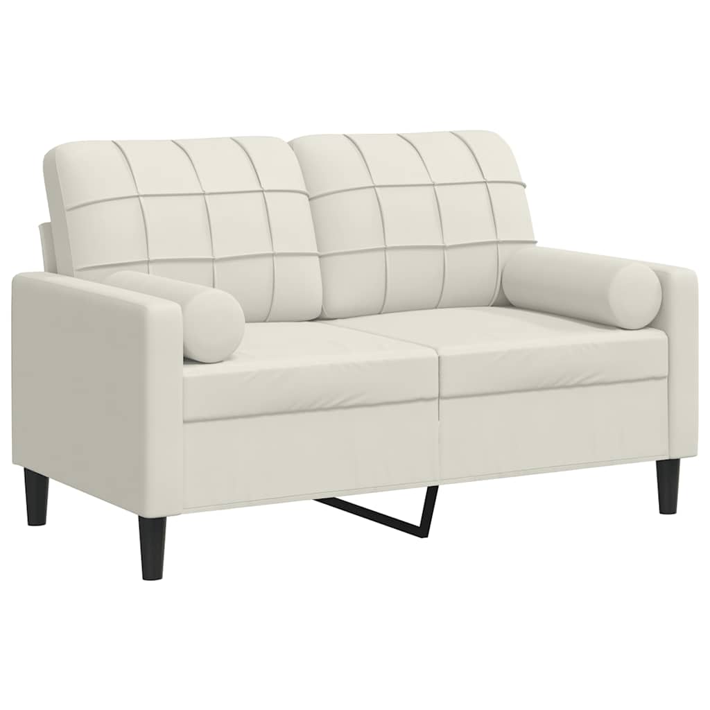 2-Sitzer-Sofa mit Zierkissen Creme 120 cm Samt