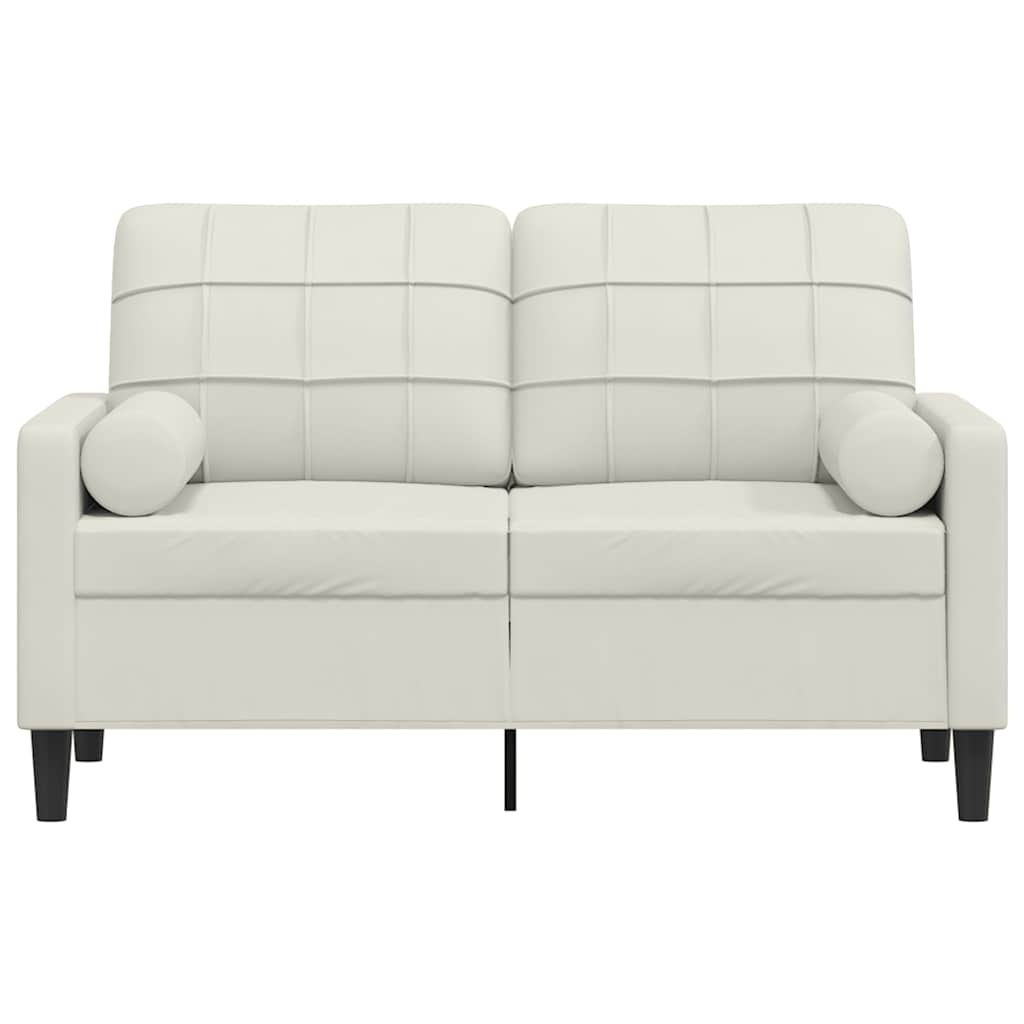 2-Sitzer-Sofa mit Zierkissen Creme 120 cm Samt