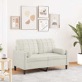 2-Sitzer-Sofa mit Zierkissen Creme 120 cm Samt