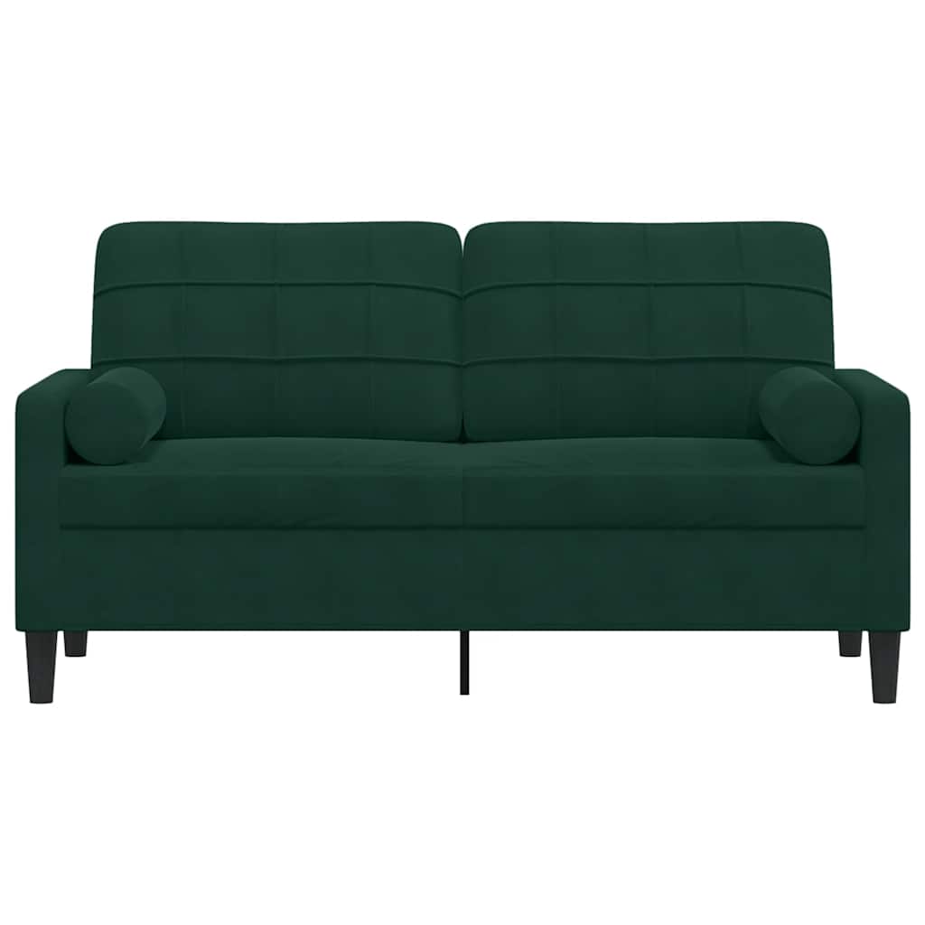 2-Sitzer-Sofa mit Zierkissen Dunkelgrün 140 cm Samt
