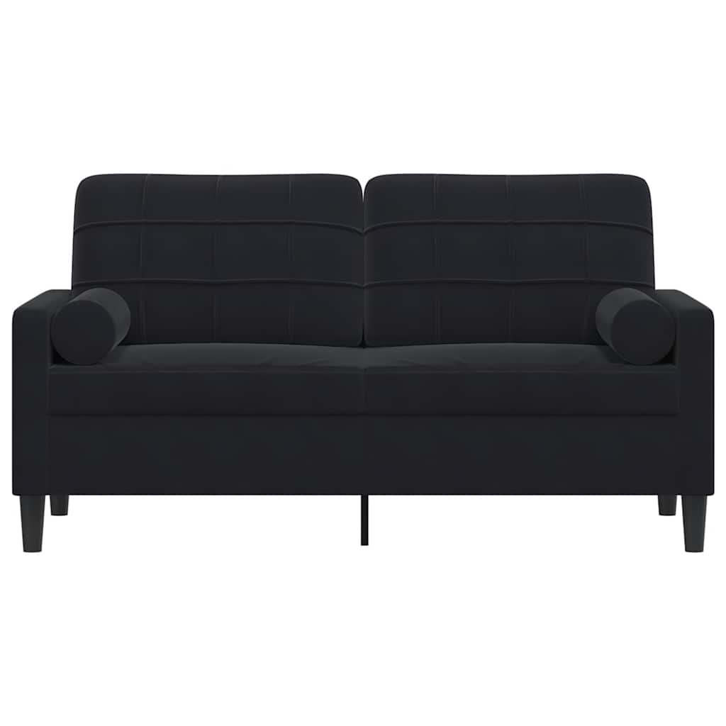 2-Sitzer-Sofa mit Zierkissen Schwarz 140 cm Samt