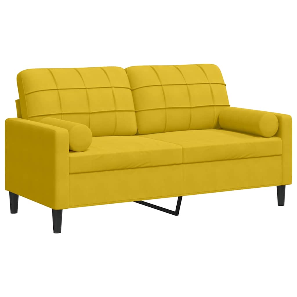 2-Sitzer-Sofa mit Zierkissen Gelb 140 cm Samt