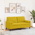 2-Sitzer-Sofa mit Zierkissen Gelb 140 cm Samt