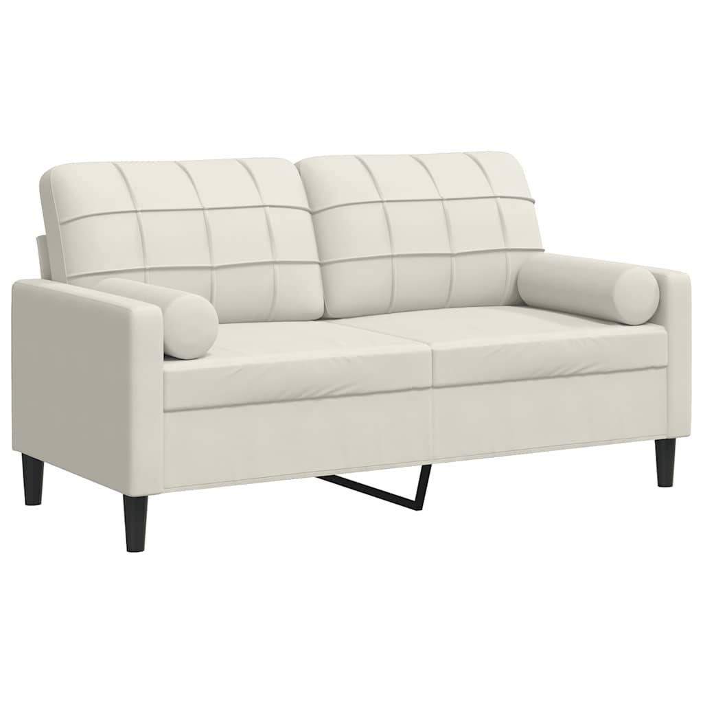 2-Sitzer-Sofa mit Zierkissen Creme 140 cm Samt