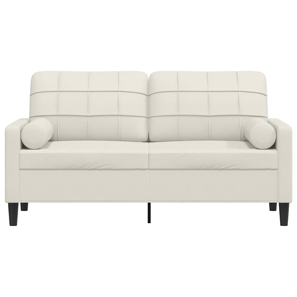 2-Sitzer-Sofa mit Zierkissen Creme 140 cm Samt