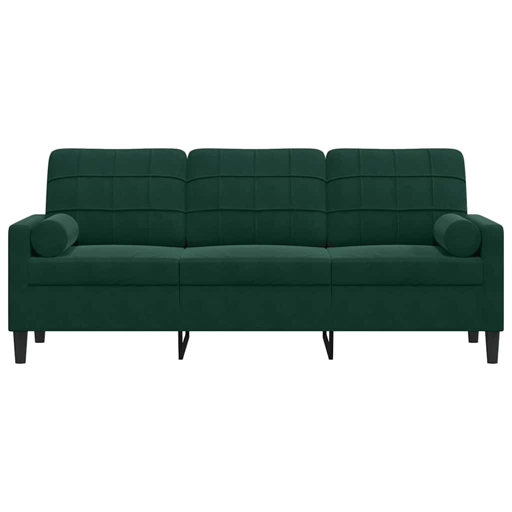 3-Sitzer-Sofa mit Zierkissen Dunkelgrün 180 cm Samt