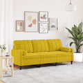 3-Sitzer-Sofa mit Zierkissen Gelb 180 cm Samt