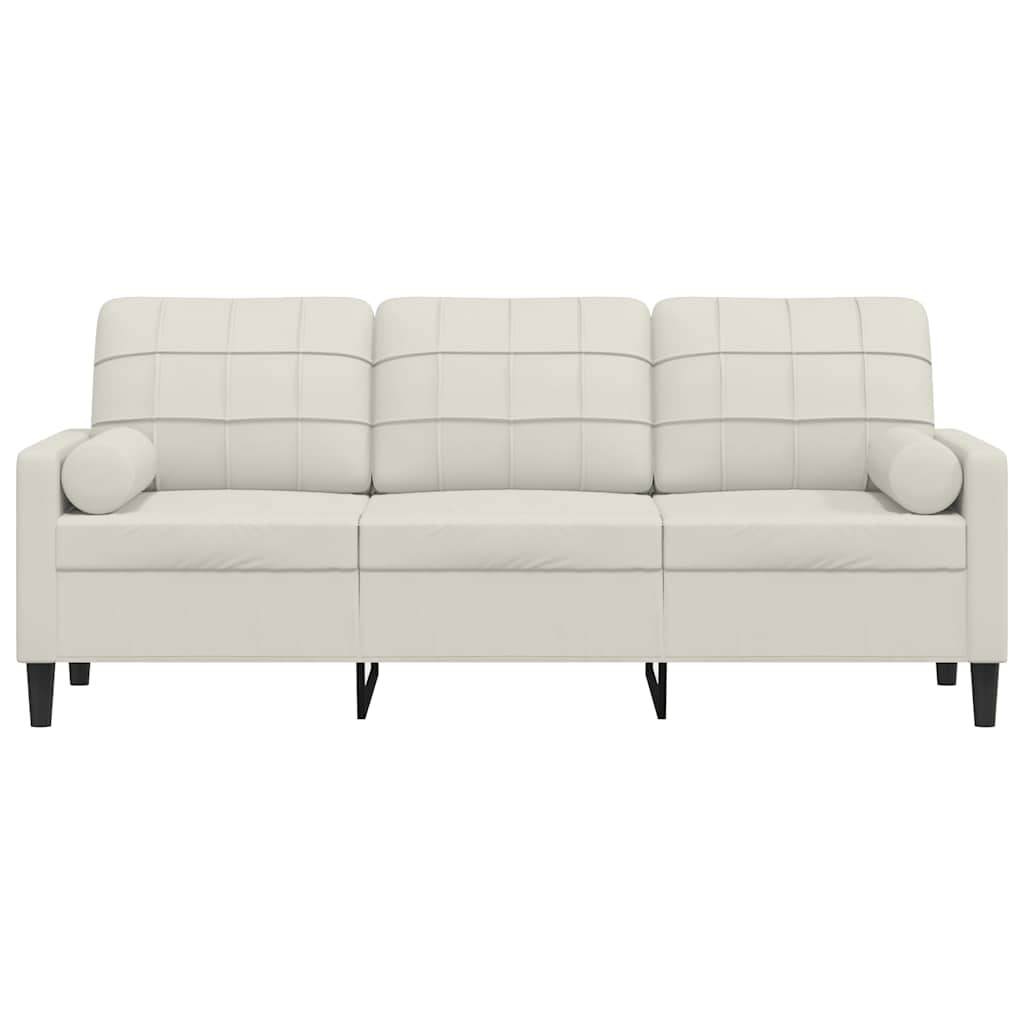 3-Sitzer-Sofa mit Zierkissen Creme 180 cm Samt