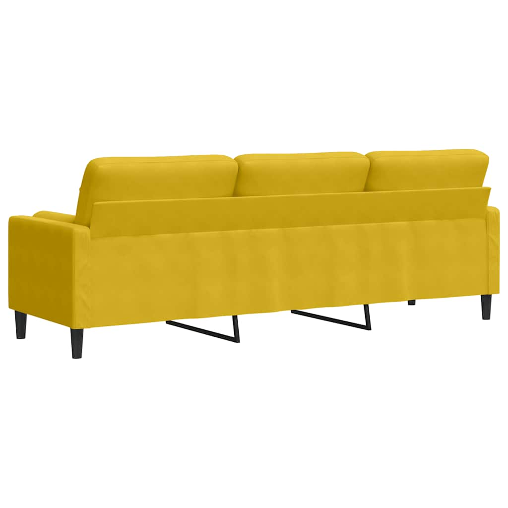 Sofa 3-Sitzer mit Zierkissen Gelb 210 cm Samt