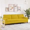 Sofa 3-Sitzer mit Zierkissen Gelb 210 cm Samt