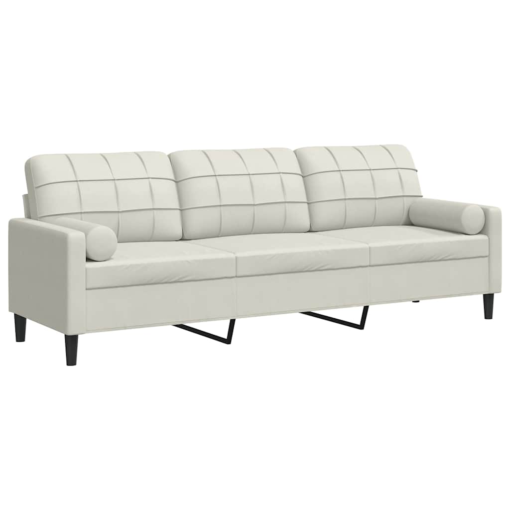 Sofa 3-Sitzer mit Zierkissen Creme 210 cm Samt