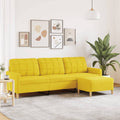3-Sitzer-Sofa mit Hocker Hellgelb 210 cm Stoff