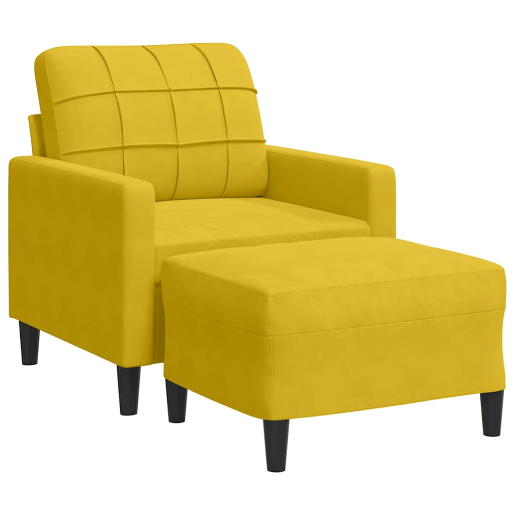 Sessel mit Hocker Gelb 60 cm Samt