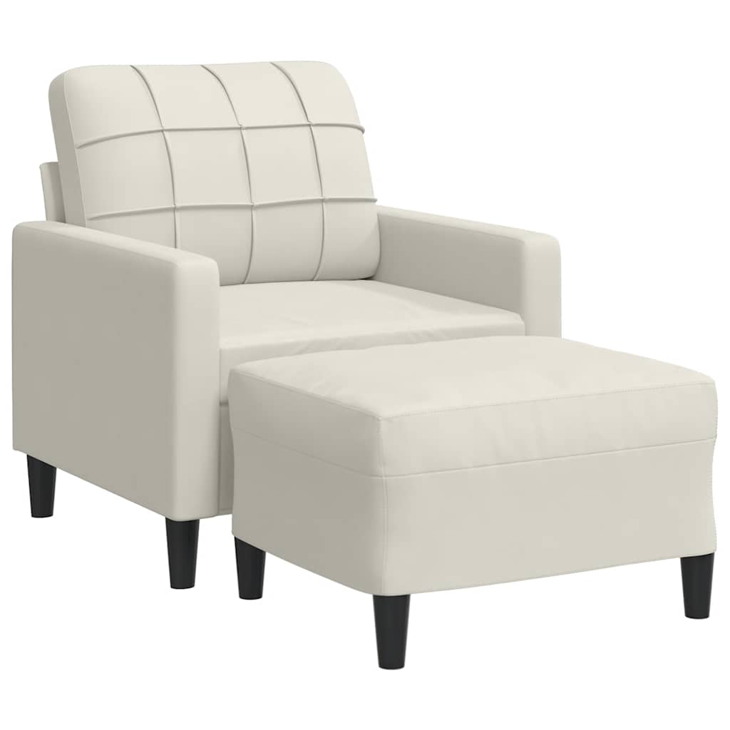 Sessel mit Hocker Creme 60 cm Samt