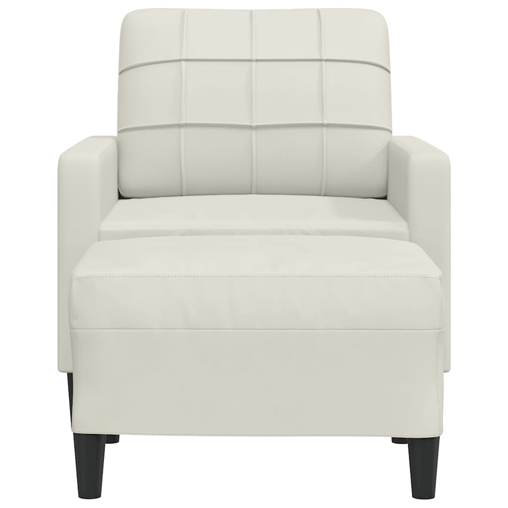 Sessel mit Hocker Creme 60 cm Samt
