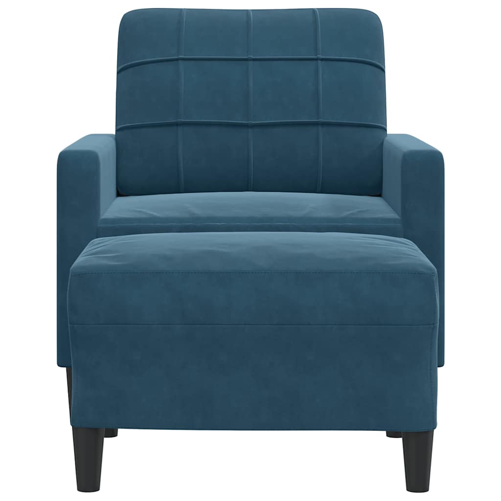 Sessel mit Hocker Blau 60 cm Samt