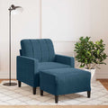 Sessel mit Hocker Blau 60 cm Samt