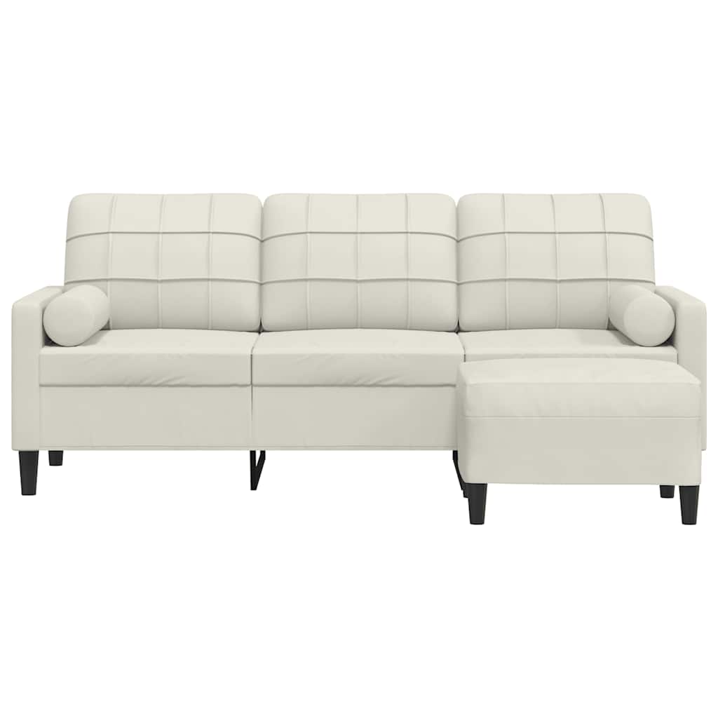3-Sitzer-Sofa mit Hocker Creme 180 cm Samt