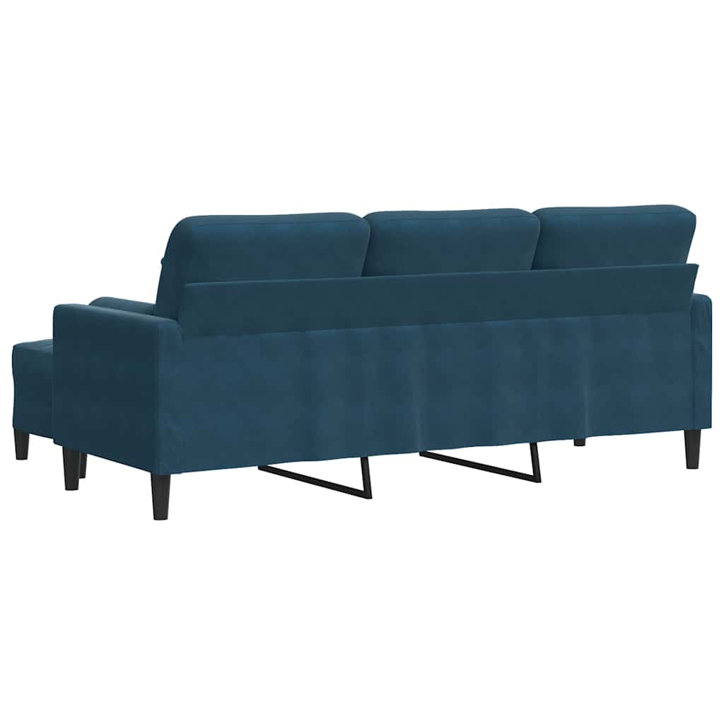 3-Sitzer-Sofa mit Hocker Blau 180 cm Samt