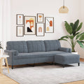 3-Sitzer-Sofa mit Hocker Dunkelgrau 210 cm Samt