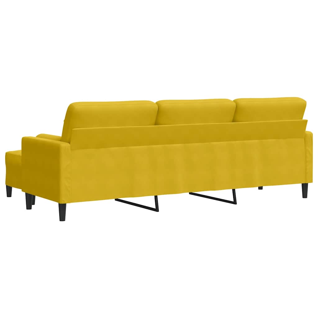Sofa 3-Sitzer mit Hocker Gelb 210 cm Samt