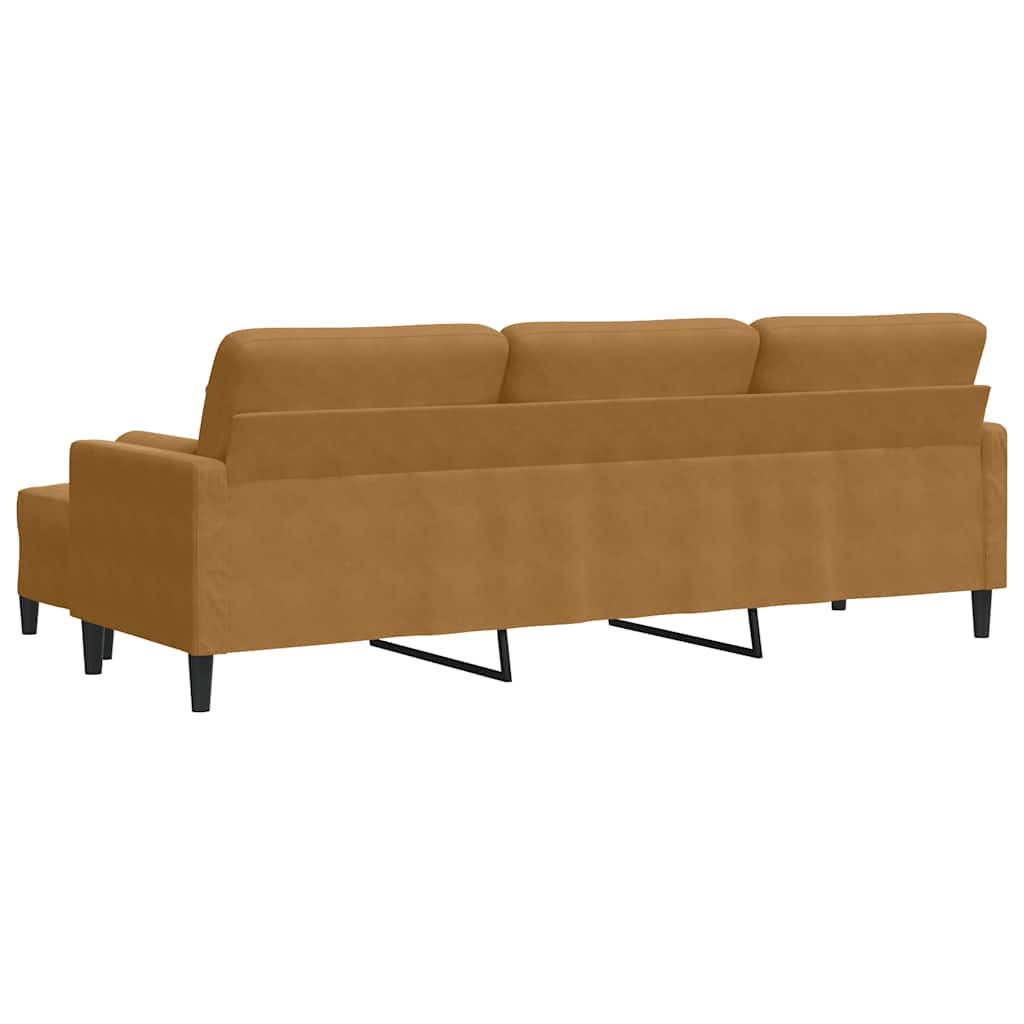 3-Sitzer-Sofa mit Hocker Braun 210 cm Samt