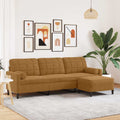 3-Sitzer-Sofa mit Hocker Braun 210 cm Samt