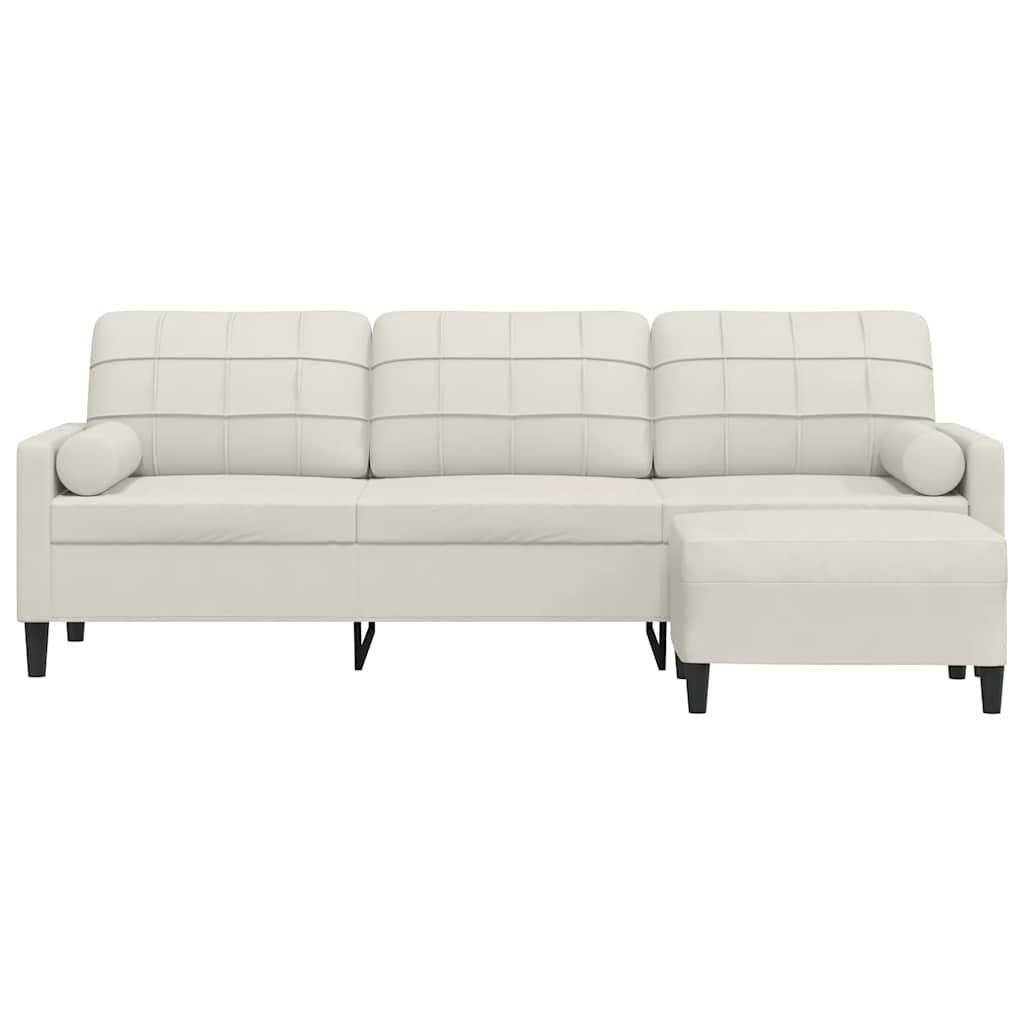 3-Sitzer-Sofa mit Hocker Creme 210 cm Samt